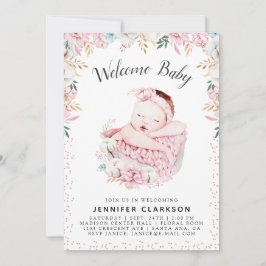 生まれたばかりのフローラ歓迎ベビー 招待状