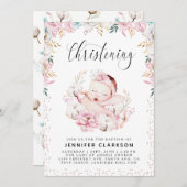 生まれたばかりのフローラ《キリスト教》洗礼式や命名式 招待状 (正面/裏面)