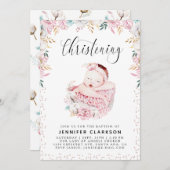 生まれたばかりのフローラ《キリスト教》洗礼式や命名式 招待状 (正面/裏面)