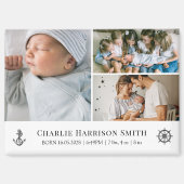 生まれたばかりのベビーの統計と写真 マグネット (正面)