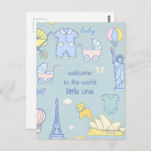 生まれたばかりのベビーウェルカムカード/ポストカード ポストカード (正面/裏面)