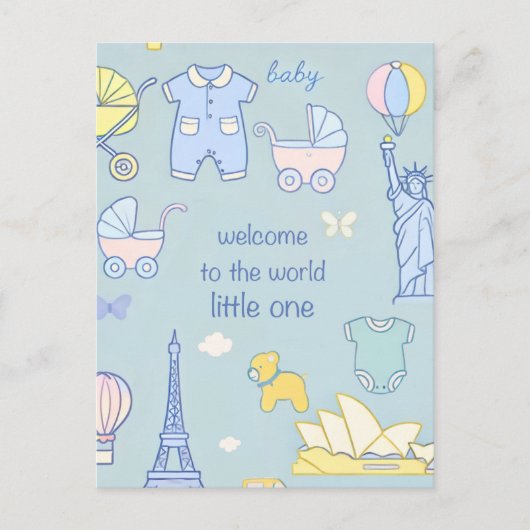 生まれたばかりのベビーウェルカムカード/ポストカード ポストカード (正面)
