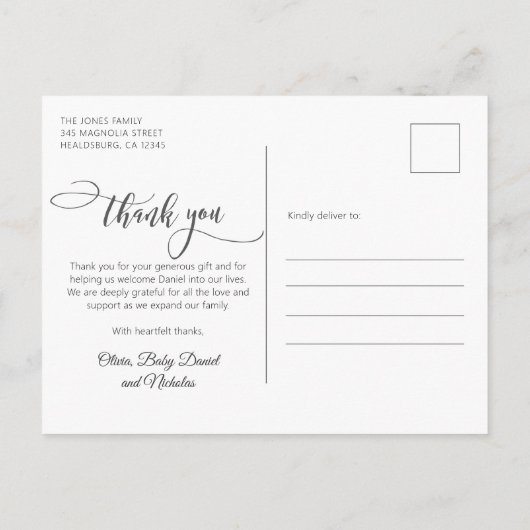 生まれたばかりのベビースモダンクリプト写真コラージュ ポストカード (裏面)