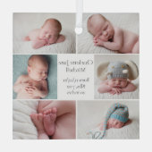 生まれたばかりのベビーフォトコラージュ記念クリスマスクリスマス ガラスオーナメント (裏面)