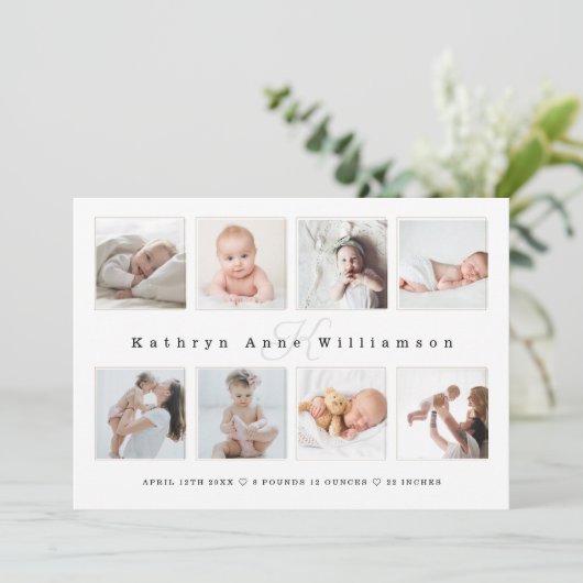 生まれたばかりのベビーフォトコラージュ&モノグラム誕生 案内状 (スタンド正面)