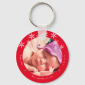 生まれたばかりのベビーフォト初めてのクリスマスKeepsake キーホルダー (正面)