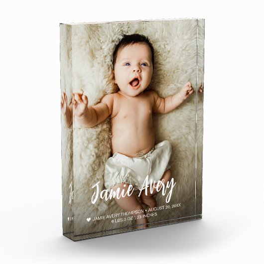 生まれたばかりのベビー写真の名前スクリプト誕生の状態 フォトブロック (左)