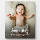 生まれたばかりのベビー写真の名前スクリプト誕生の状態 フォトプラーク (正面)