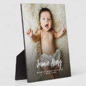 生まれたばかりのベビー写真の名前スクリプト誕生の状態 フォトプラーク (側面)