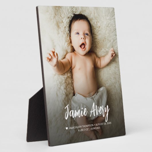 生まれたばかりのベビー写真の名前スクリプト誕生の状態 フォトプラーク (側面)