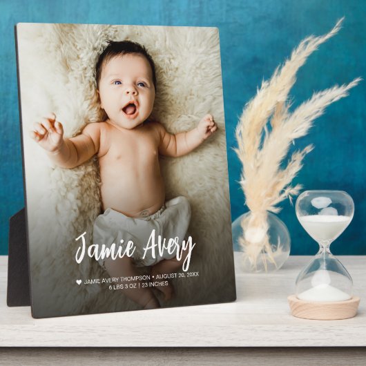 生まれたばかりのベビー写真の名前スクリプト誕生の状態 フォトプラーク (側面)