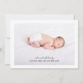 生まれたばかりのベビー写真の誕生発表フラットカード (裏面)