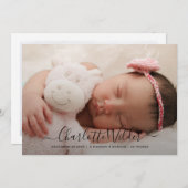 生まれたばかりのベビー写真の誕生発表フラットカード (正面/裏面)