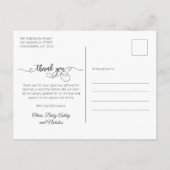 生まれたばかりのベビー写真モダン書道有難う ポストカード (裏面)