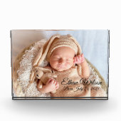 生まれたばかりのベビー写真文字名と誕生日 フォトブロック (正面)