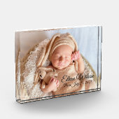 生まれたばかりのベビー写真文字名と誕生日 フォトブロック (左)