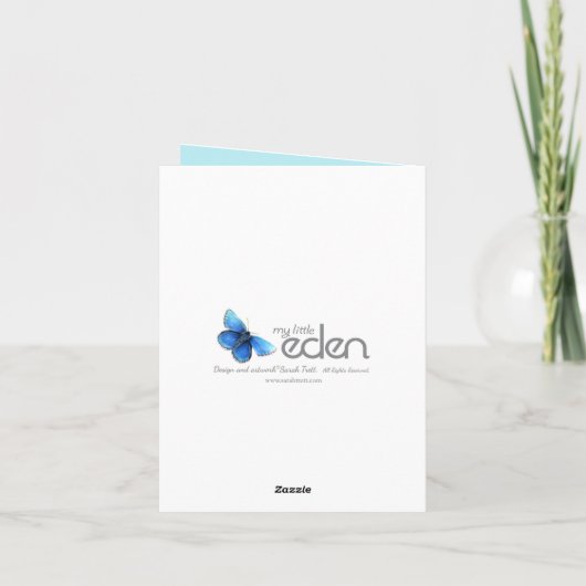 生まれたばかりのベビー写真momentoカードブルーチェック カード (裏面)