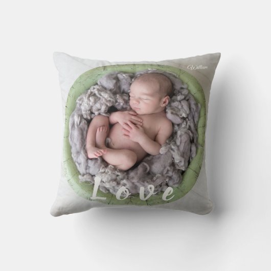 生まれたばかりのベビー名ラブフォト写真 クッション (裏面)