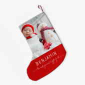 生まれたばかりのベビー名写真大切Most Of All スモールクリスマスストッキング (裏面 (吊り時))