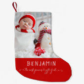 生まれたばかりのベビー名写真大切Most Of All スモールクリスマスストッキング (正面)