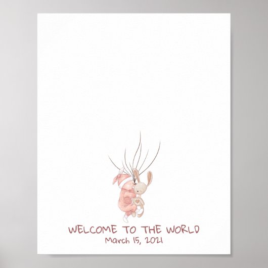 生まれたばかりのベビー指紋ゲストブック ポスター (正面)