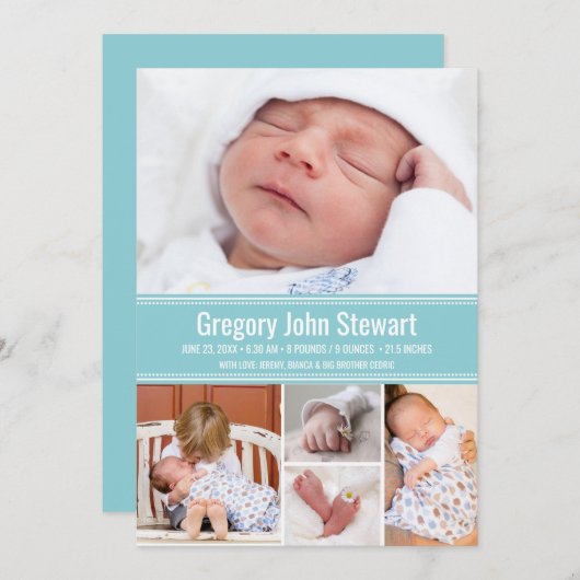 生まれたばかりのベビー発生のお知らせ写真の校合 案内状 (正面/裏面)