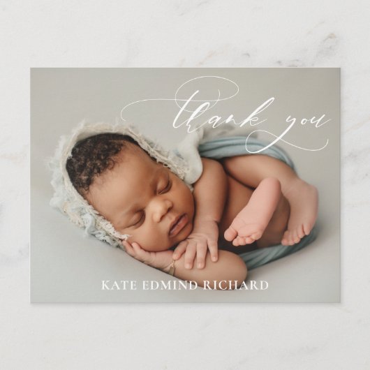 生まれたばかりのベビー統計の写真の誕生発表 ポストカード (正面)