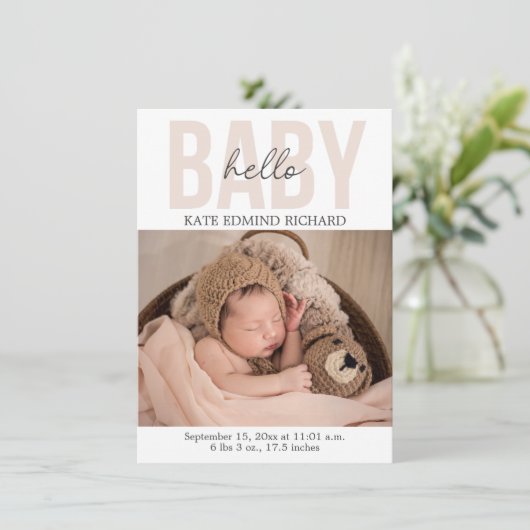 生まれたばかりのベビー誕生発表テンプレートありがとう 案内状 (スタンド正面)