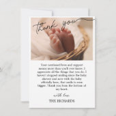 生まれたばかりのベビー誕生発表テンプレートありがとう 案内状 (裏面)