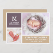 生まれたばかりのベビー誕生発表写真カード 案内状 (正面/裏面)