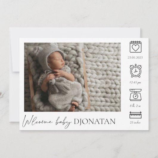 生まれたばかりのベビー誕生発表写真コラージュ 案内状 (正面)