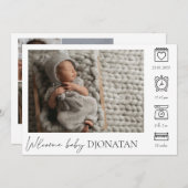生まれたばかりのベビー誕生発表写真コラージュ 案内状 (正面/裏面)