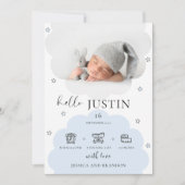 生まれたばかりのベビー誕生発表写真コラージュ 案内状 (正面)