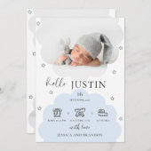生まれたばかりのベビー誕生発表写真コラージュ 案内状 (正面/裏面)