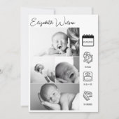 生まれたばかりのベビー誕生発表写真コラージュ 案内状 (正面)
