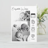 生まれたばかりのベビー誕生発表写真コラージュ 案内状 (スタンド正面)