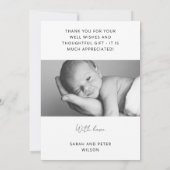 生まれたばかりのベビー誕生発表写真コラージュ 案内状 (裏面)