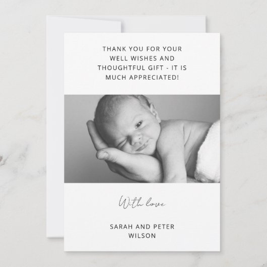 生まれたばかりのベビー誕生発表写真コラージュ 案内状 (裏面)