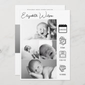 生まれたばかりのベビー誕生発表写真コラージュ 案内状 (正面/裏面)