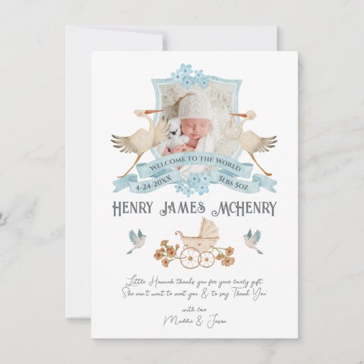 生まれたばかりのベビー誕生発表写真群 招待状 (正面)