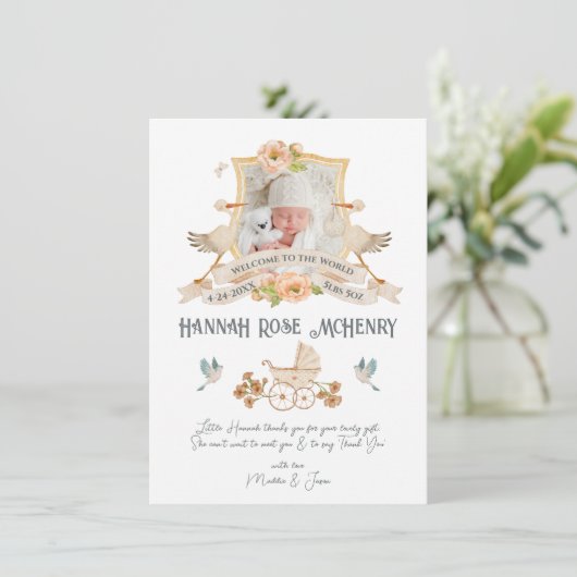 生まれたばかりのベビー誕生発表写真群 招待状 (スタンド正面)