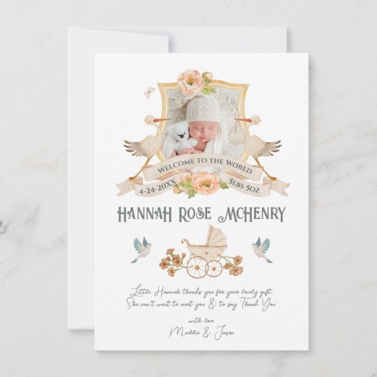 生まれたばかりのベビー誕生発表写真群 招待状 (正面)