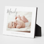 生まれたばかりのベビー誕生統計、モダン写真(白) フォトプラーク (側面)