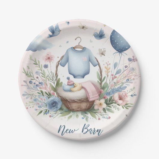 生まれたばかりのベビー ペーパープレート (正面)