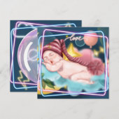 生まれたばかりのベビー 招待状 (正面/裏面)