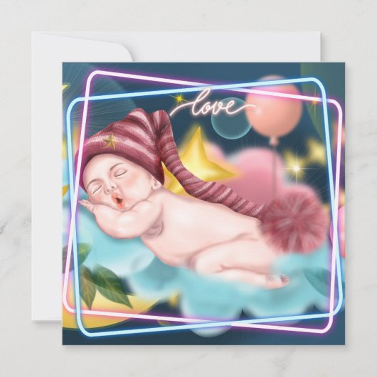 生まれたばかりのベビー 招待状 (正面)