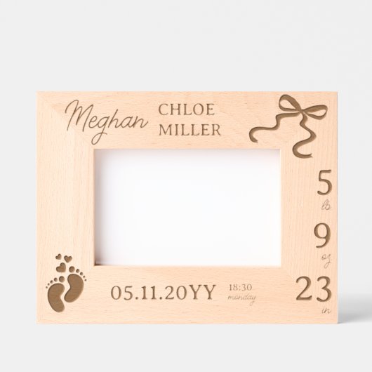 生まれたばかりの写真枠のキープサケ、新しい親ギフト レーザー彫刻フレーム (正面)
