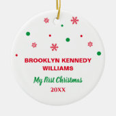 生まれたばかりの初めてのクリスマスかわいい新生児カスタム写真 セラミックオーナメント (正面)