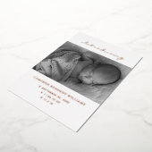 生まれたばかりの可愛いシンプルカスタムベビー写真Hello誕生 箔招待状 (回転した状態)