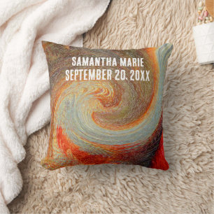 生まれたばかりの子供部屋ウェルカムタイダイ – 染色ブラウンレッドグルービー クッション